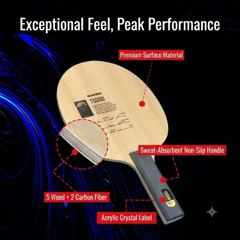 1pcs SANWEI T5000 Table Tennis - đánh giá và giá Stiga Carbon Blade